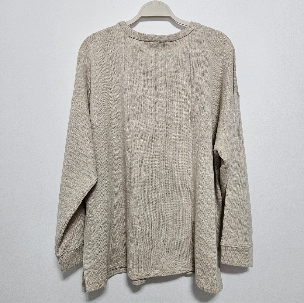 Michael Kors NWT Womens V-Neck ‎ Sweater Jumper Cotton MSRP $110 Cozy Beige 1X